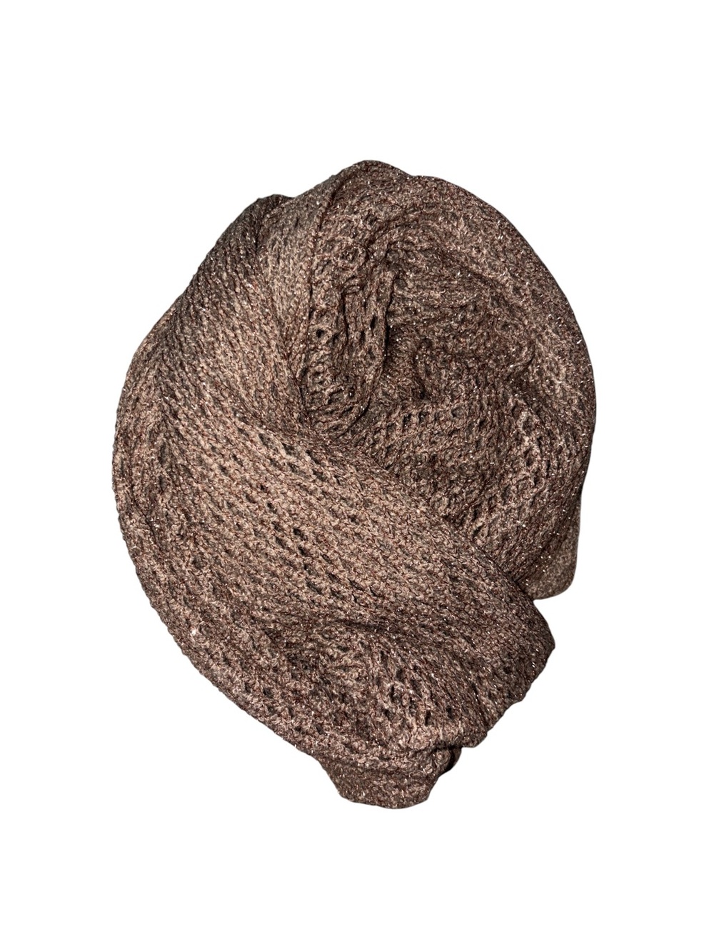 Cejon Sparkly Brown Open Knit Infinity Scarf